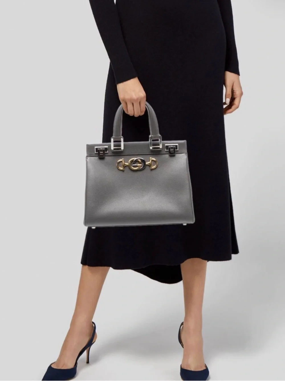 Gucci Interlocking G Horsebit Zuni Small Grey Two Tone